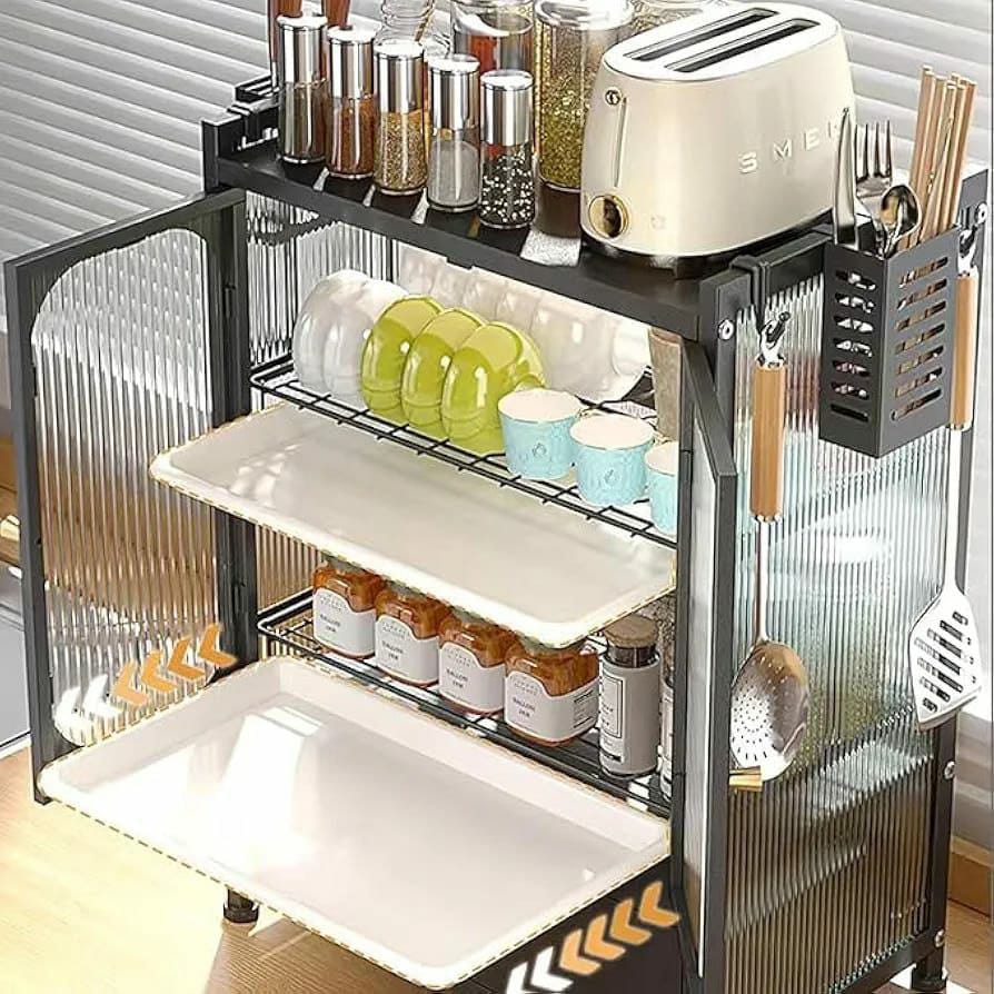 Minimalist Kitchen Countertop Dish Rack with Drawers