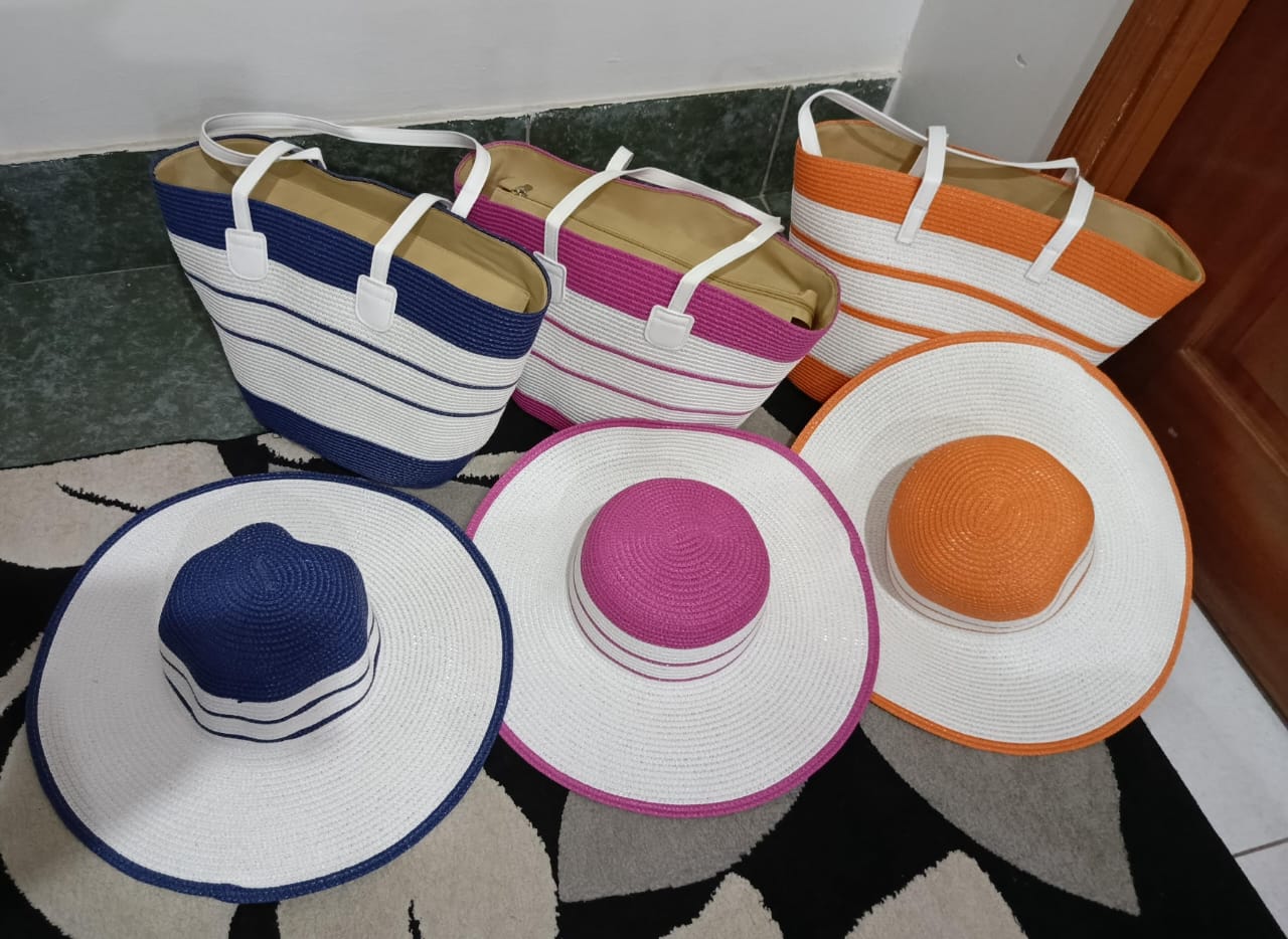 Summer Straw Woven Beach Bag and Hat