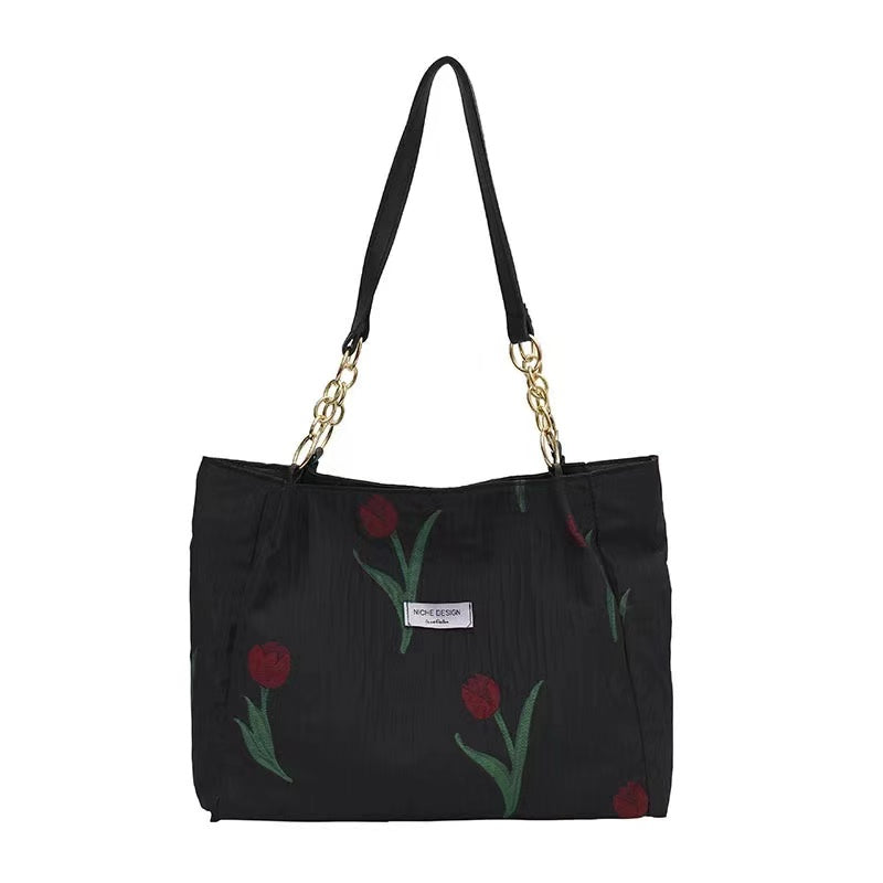 Casual floral canvas tote bag