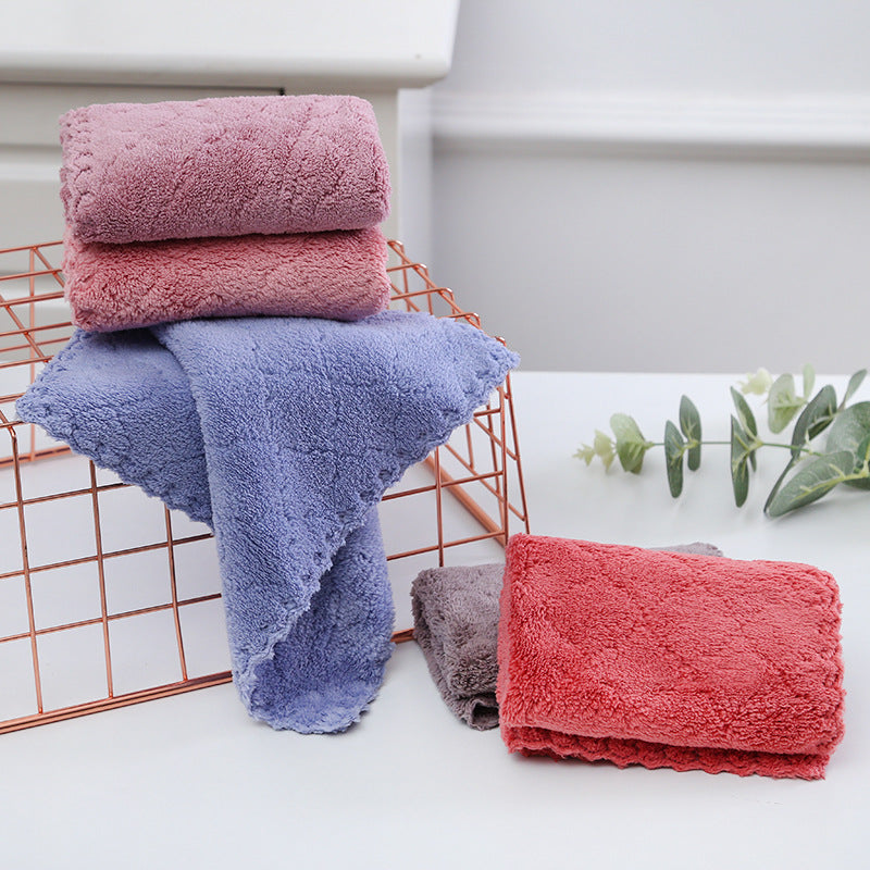 5Pcs Set Coral Fleece Dishcloth Hand Towel