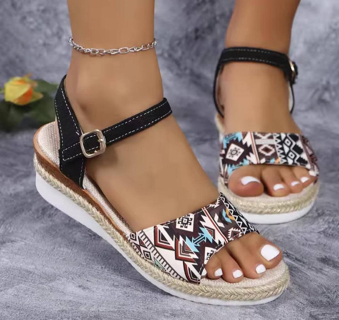 Floral Makonge Wedge Shoes