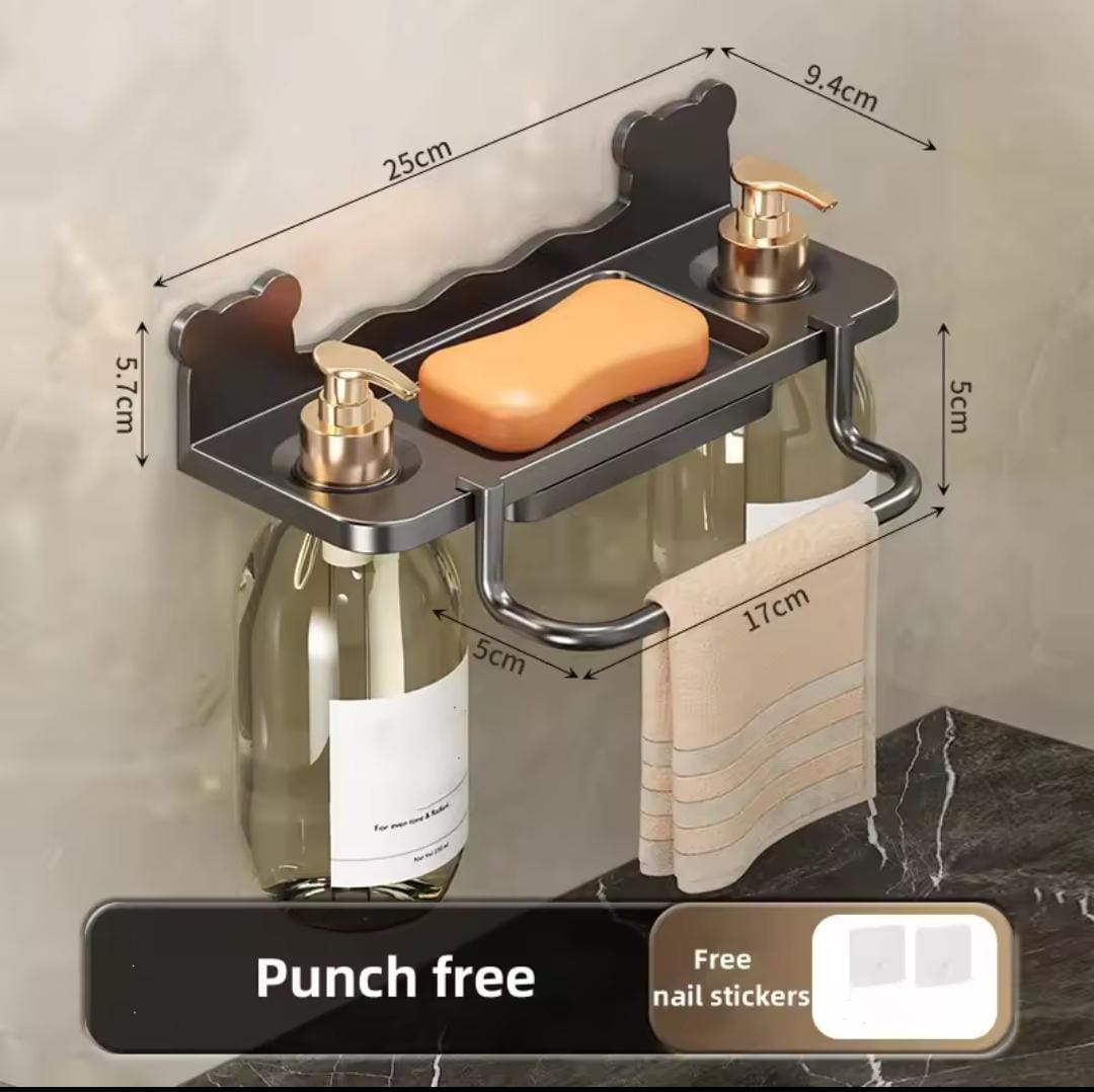 Wall mounted punch free soap holder/ghower gel rack