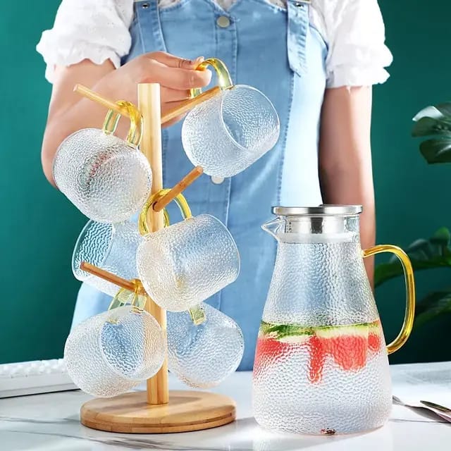 9pcs Set Transparent Coffee/Tea Pot Hot/Cold Water Pitcher