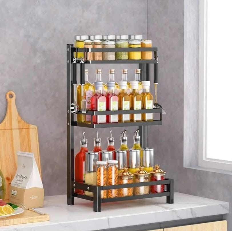 3-tier multifunctional spices storage rack