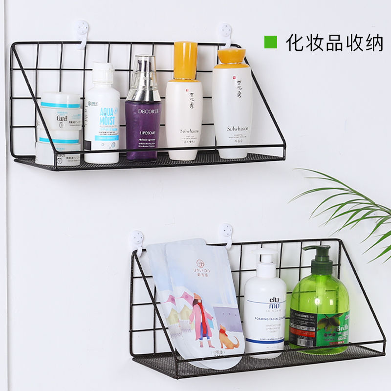 Metallic wall hanging basket storage rack