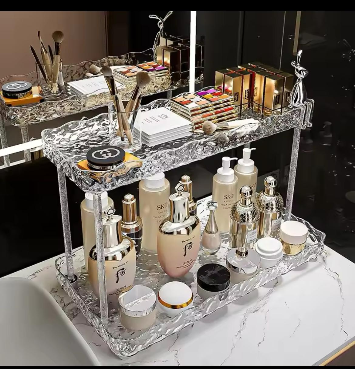 2 tier crystal-like makeup organizer