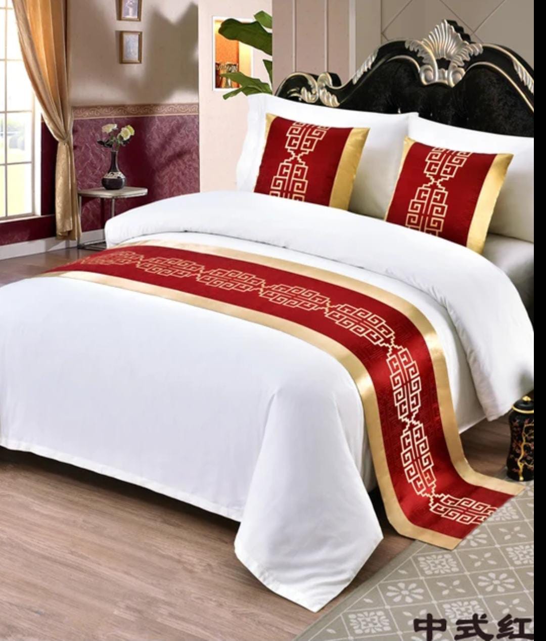 Premium European Style Embroidered Bed Runner Set