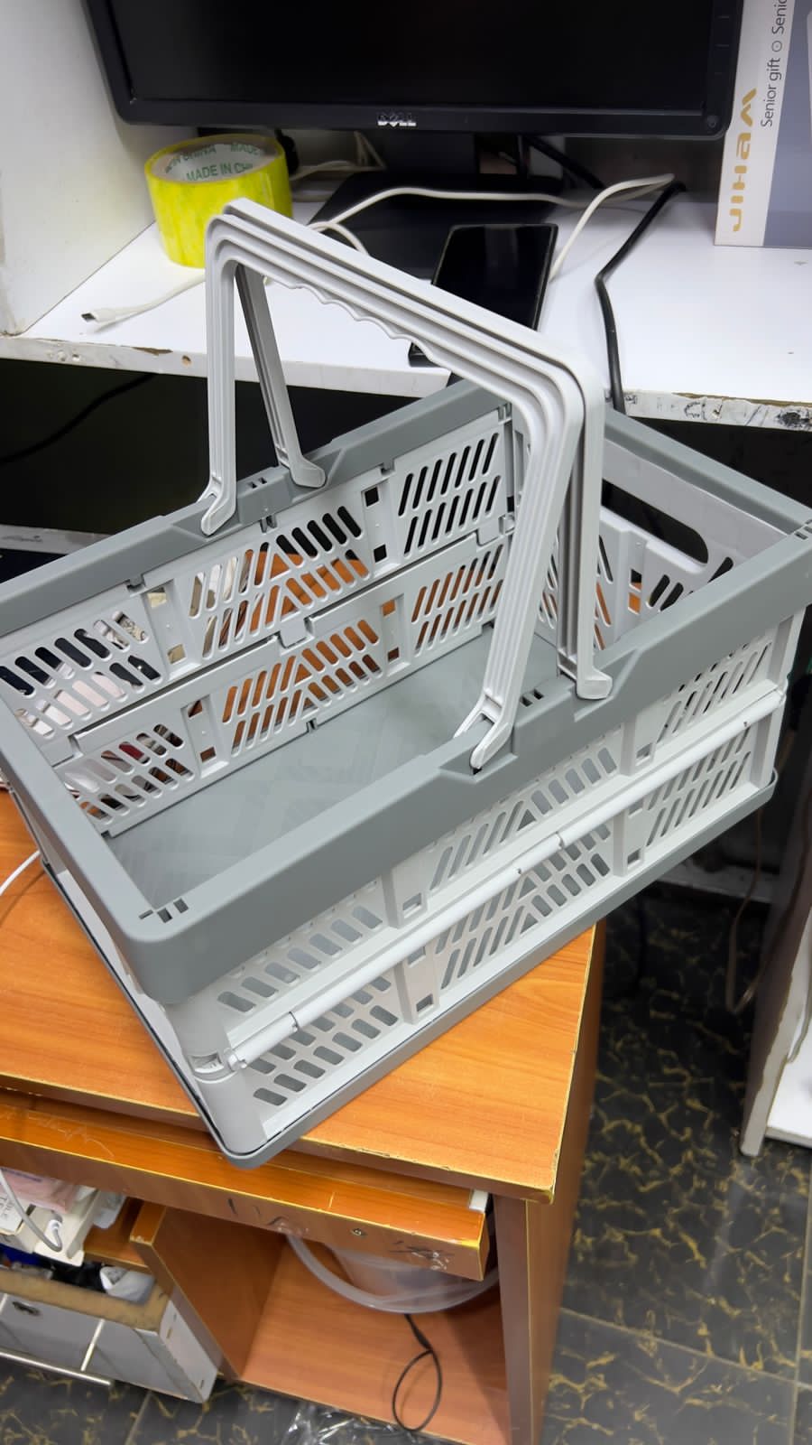Large foldable/Collapsible multifunctional stackable basket with handles
