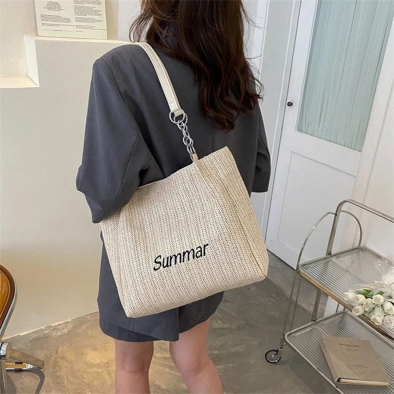Retro Straw Woven Summer Tote Bag