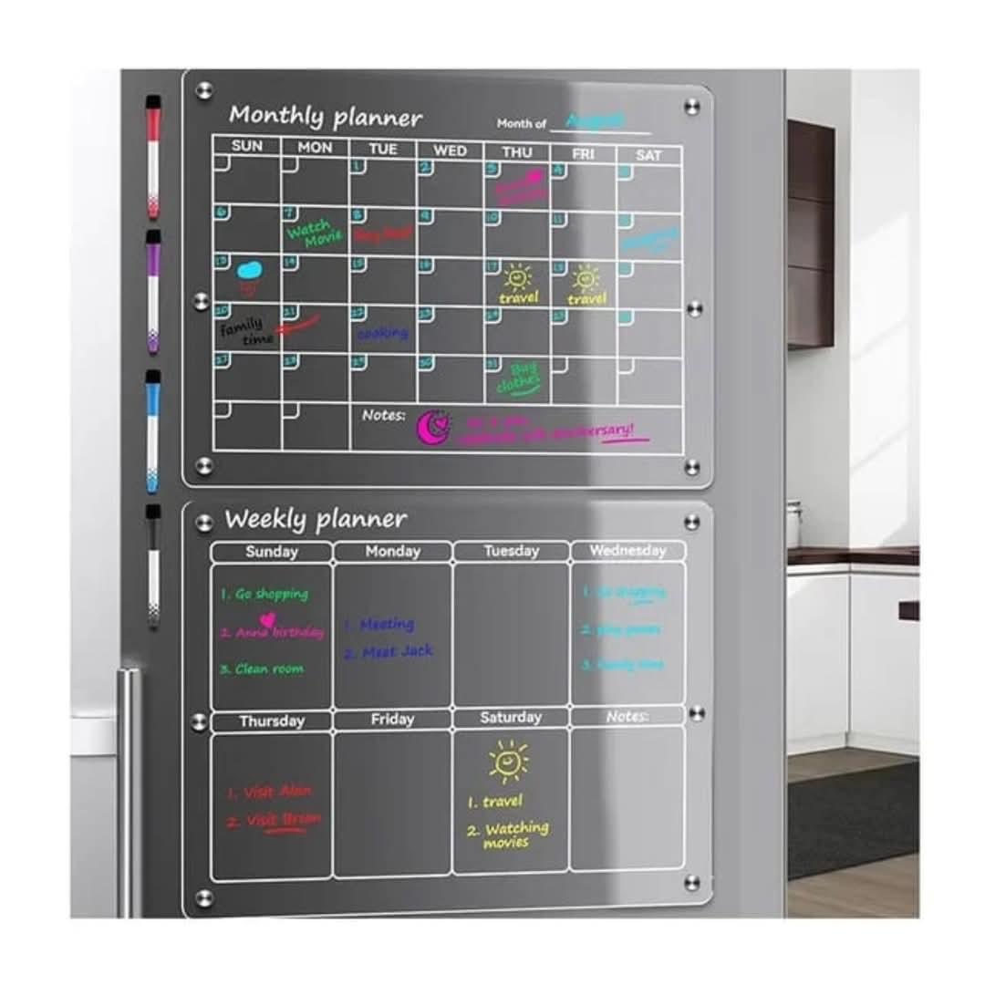 2pcs set magnetic montly/weekly fridge planner