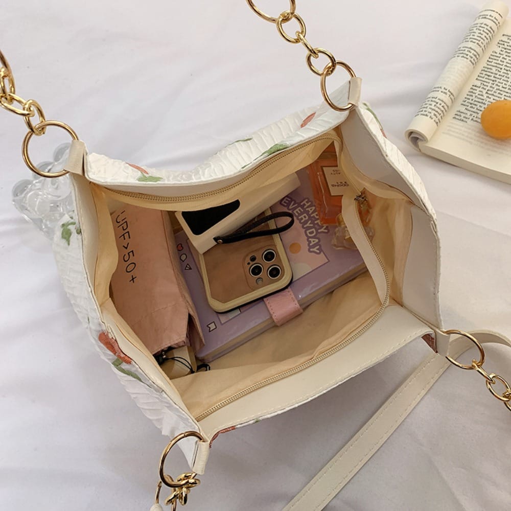 Casual floral canvas tote bag