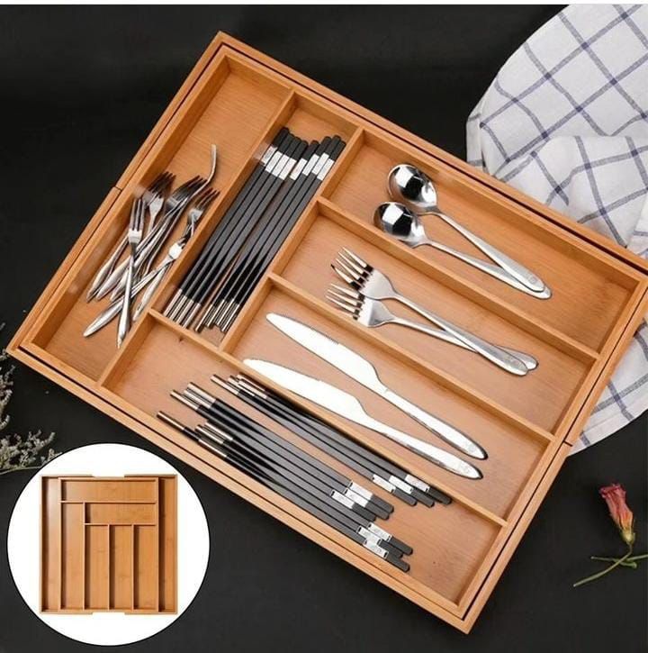 Multifunctional Bamboo Drawer Organizer
