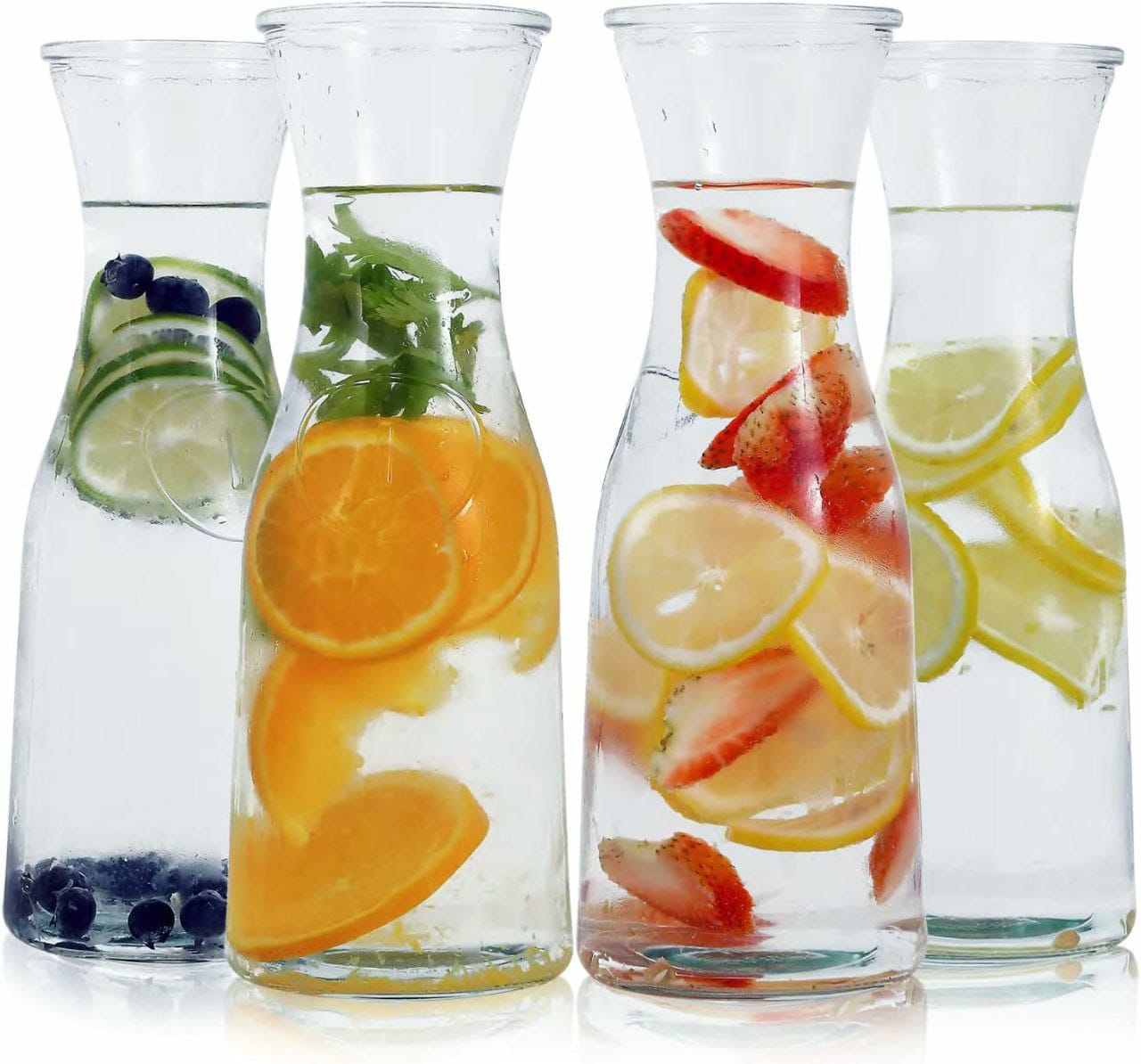 Glass Carafe with White Lids