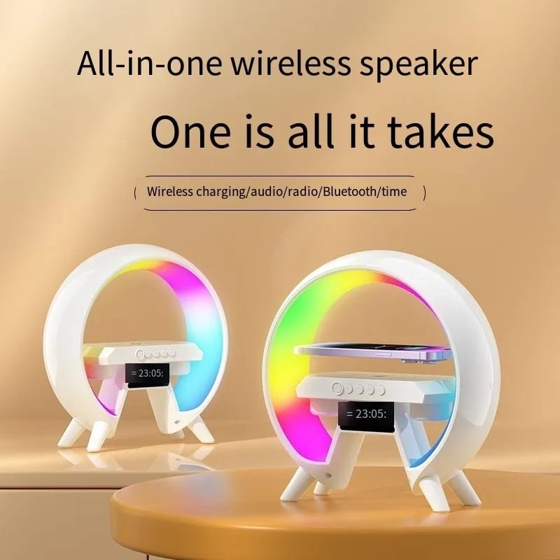 4-in-1 Wireless Charger | LED Lamp | Alarm Clock | Bluetooth Speaker