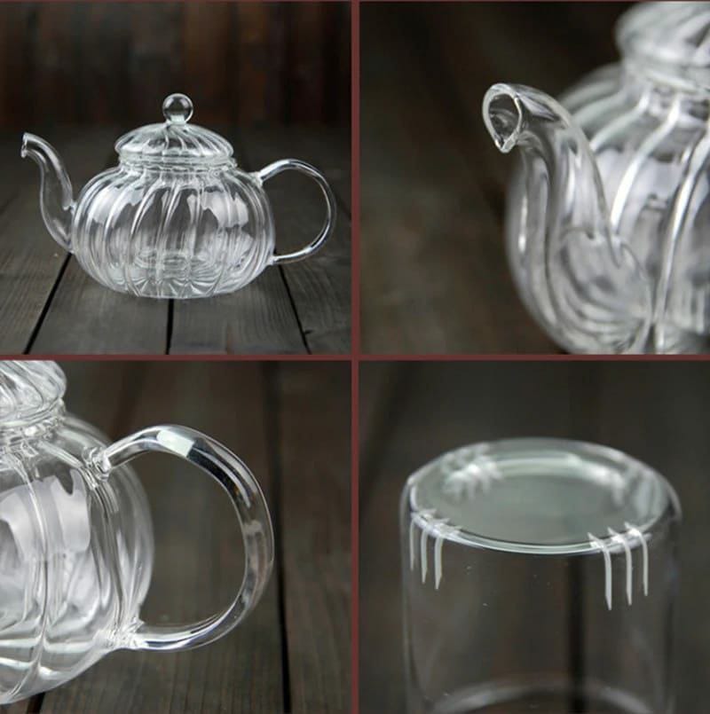 Stripped High Borosilicate glass tea/coffee pot with stainless steel glass filter infuser