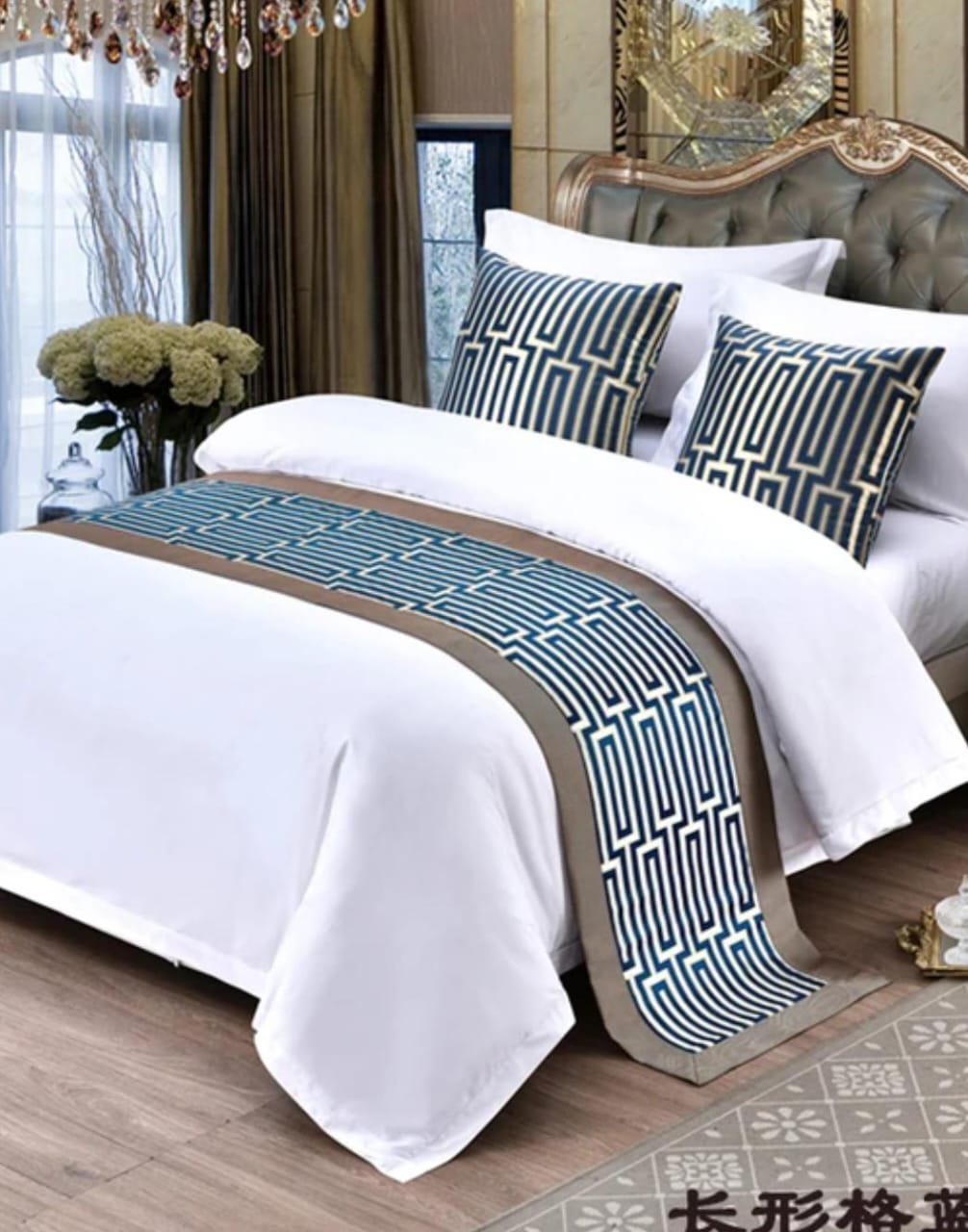 Premium European Style Embroidered Bed Runner Set