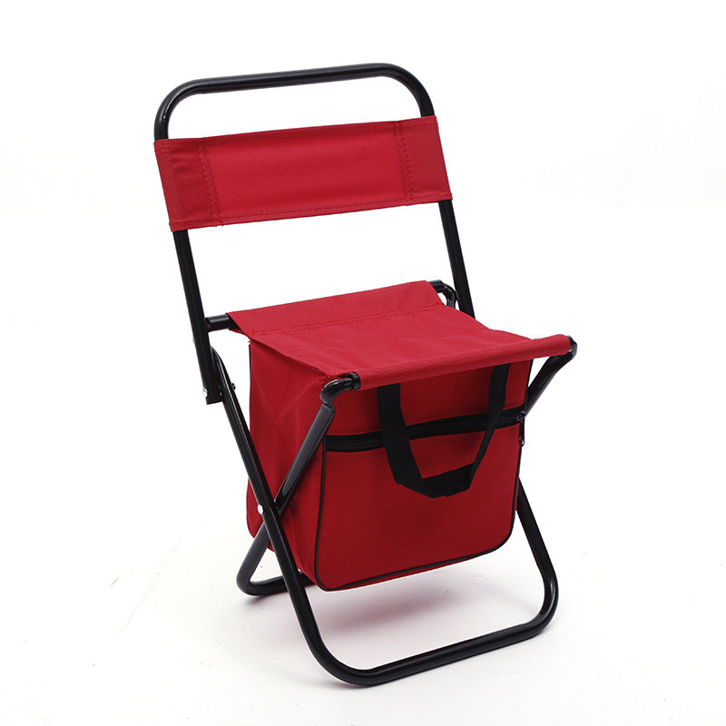Foldable camping chair with storage pouch