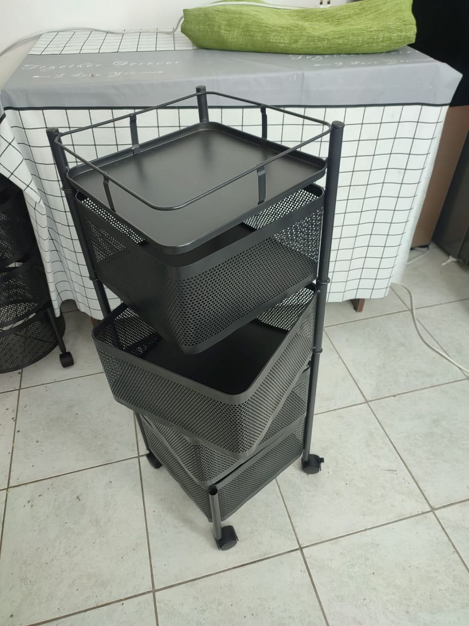 4 Tier Squared Design Rotating Fruit Vegetable Rack
