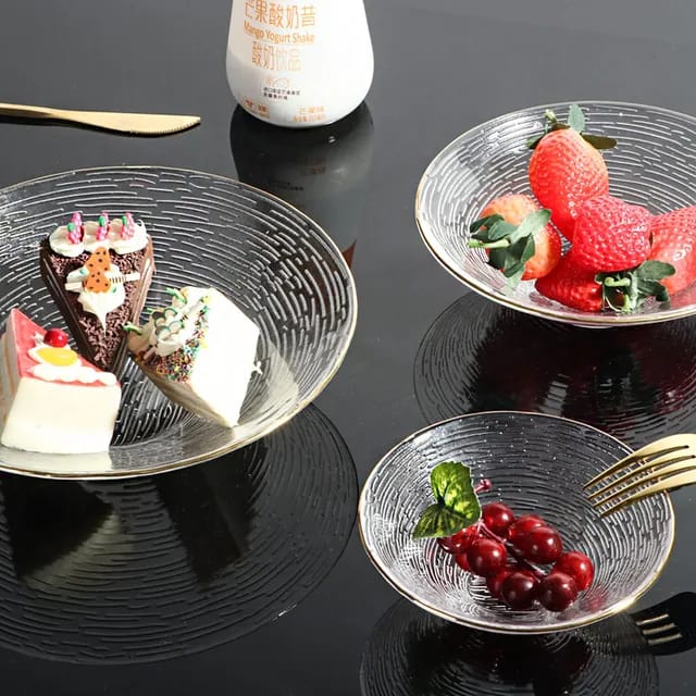 3pcs Set Transparent Glass Plates