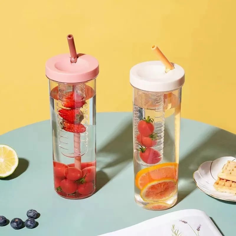 Cute Water Bottle With Foldable Straw