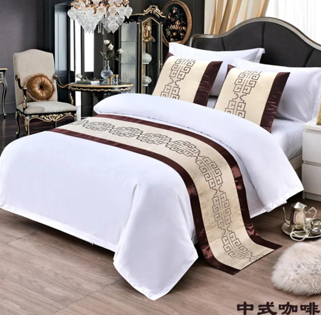 Premium European Style Embroidered Bed Runner Set