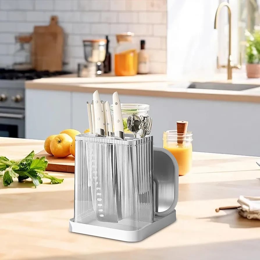 Multifunctional cutlery organizer with chopping board holder and knife organizer