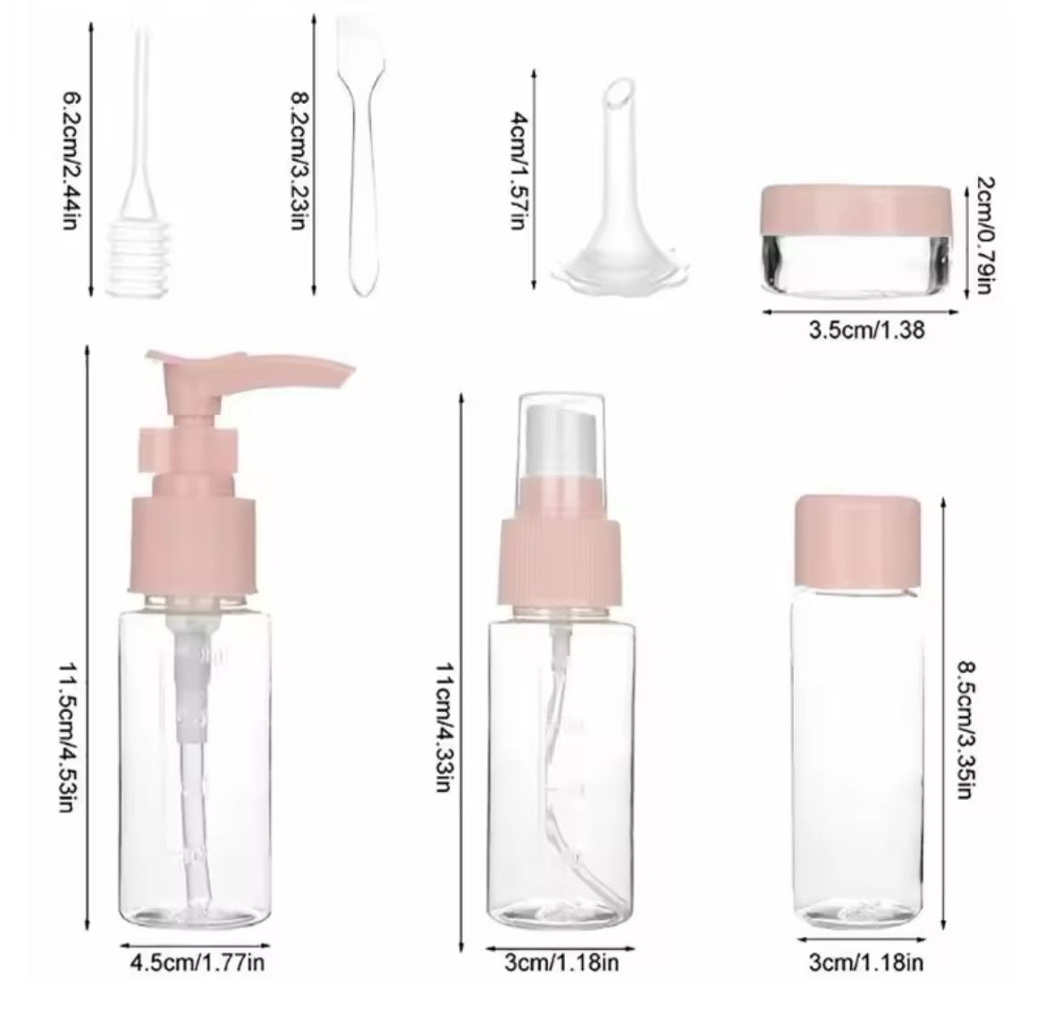 10pcs Set Refillable Travel Bottles Kit