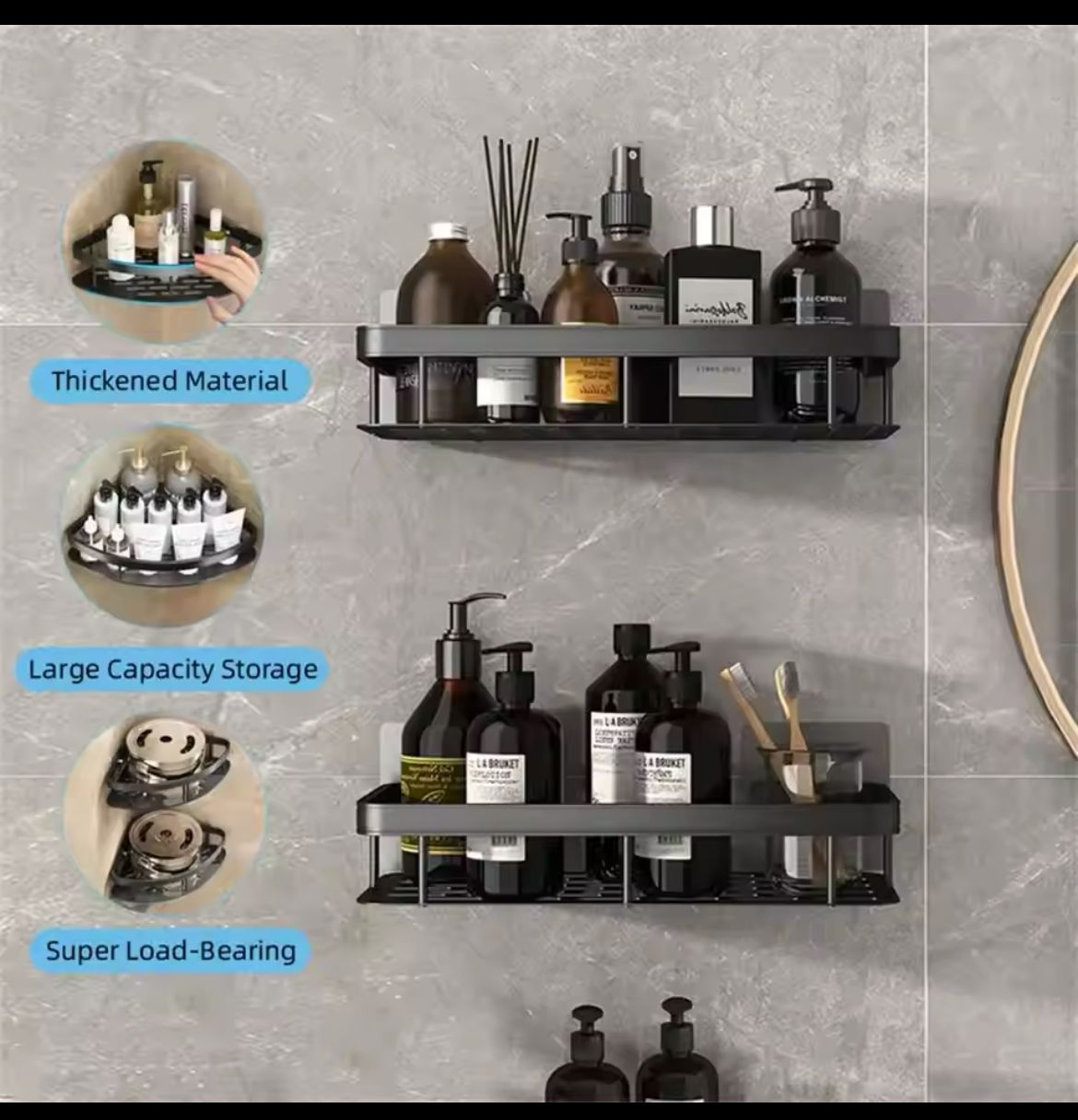 Rectangular Shelf with Adhesive Stickers