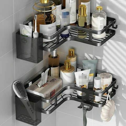 2pcs set bathroom shower caddy with toothbrush holder