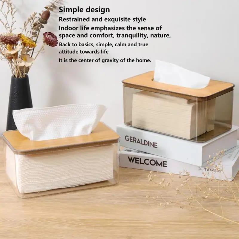 Nordic minimalist tissue box/serviette holder with bamboo lid
