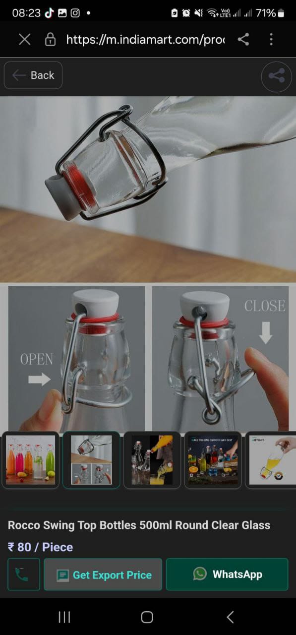 Swing top glass bottles