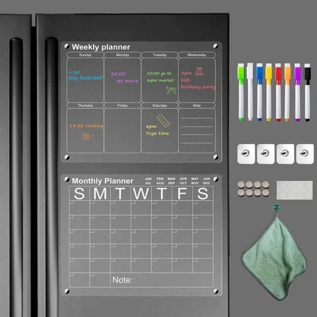 2pcs set magnetic montly/weekly fridge planner