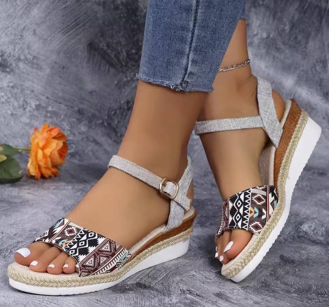 Floral Makonge Wedge Shoes