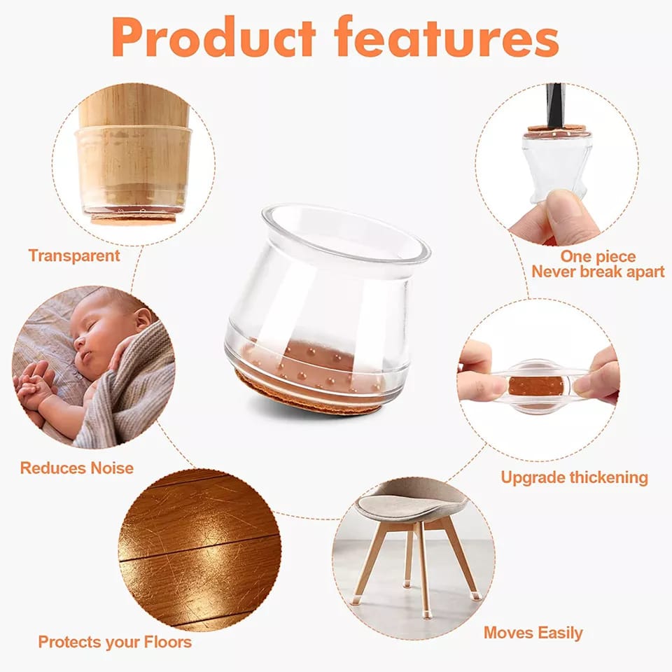 4pcs Set Anti-slip Silicon Furniture Leg Protection Cover