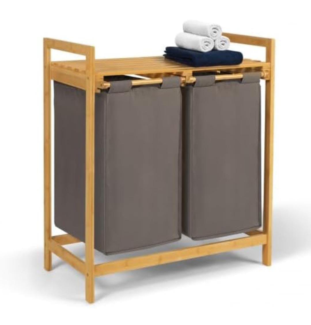 Premium 2-in-1 Laundry Sorter on a Bamboo Stand