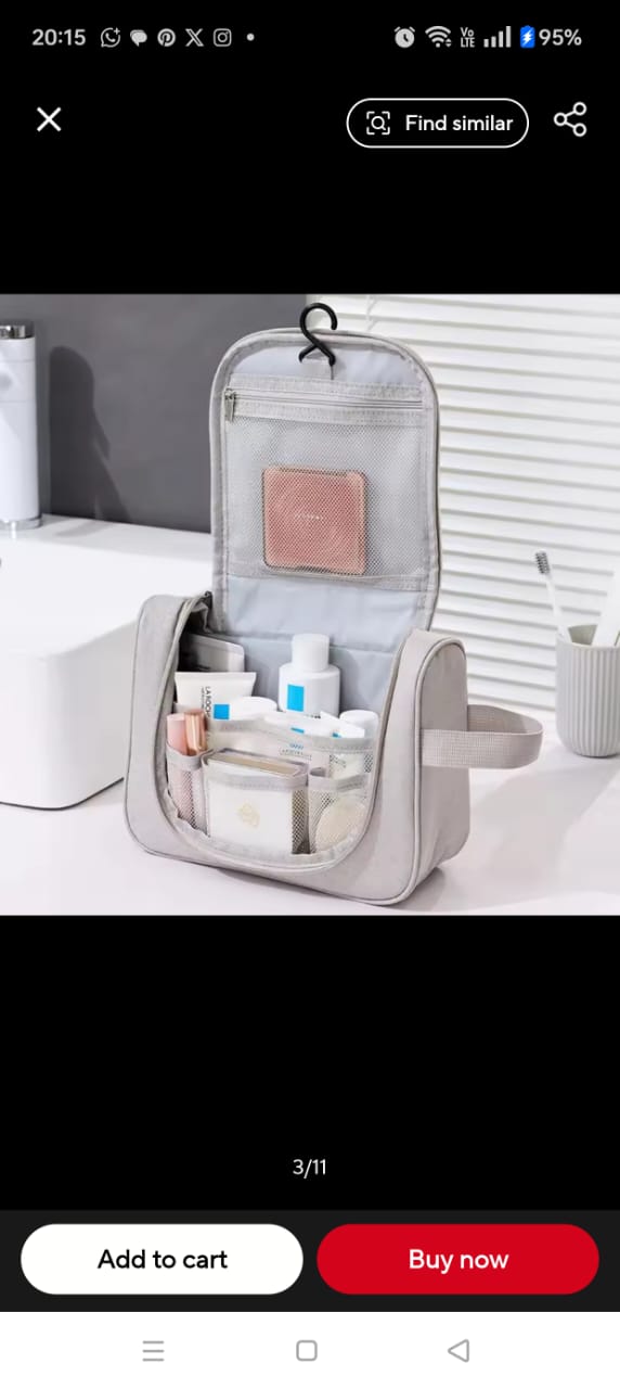 Portable travel cosmetic bag