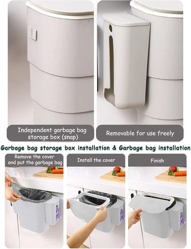 Foldable Kitchen Hanging Dustbin with 2 Trash Bags