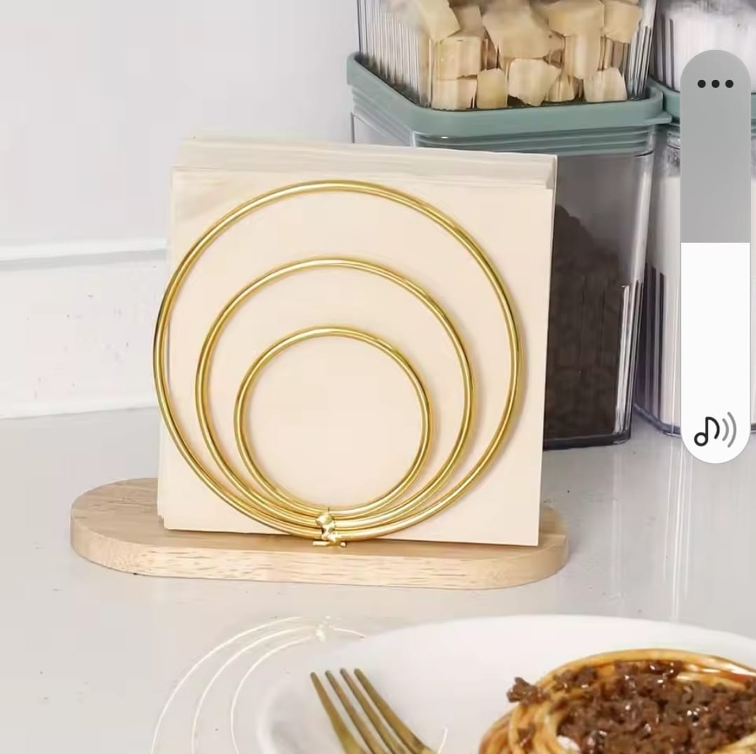Elegant Metal Napkin Holders with Wooden Base