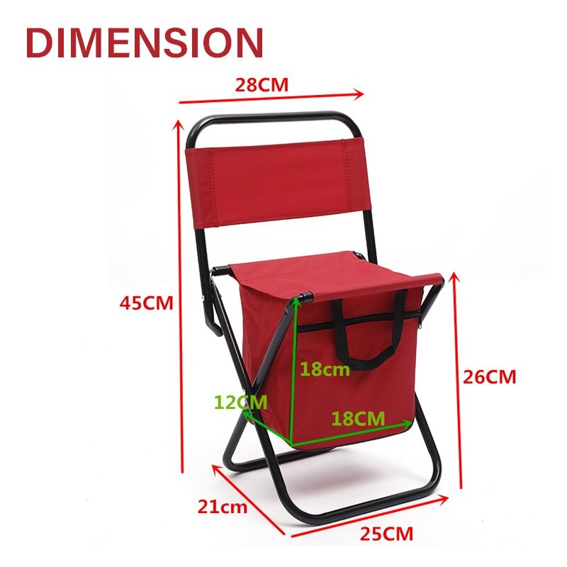 Foldable camping chair with storage pouch