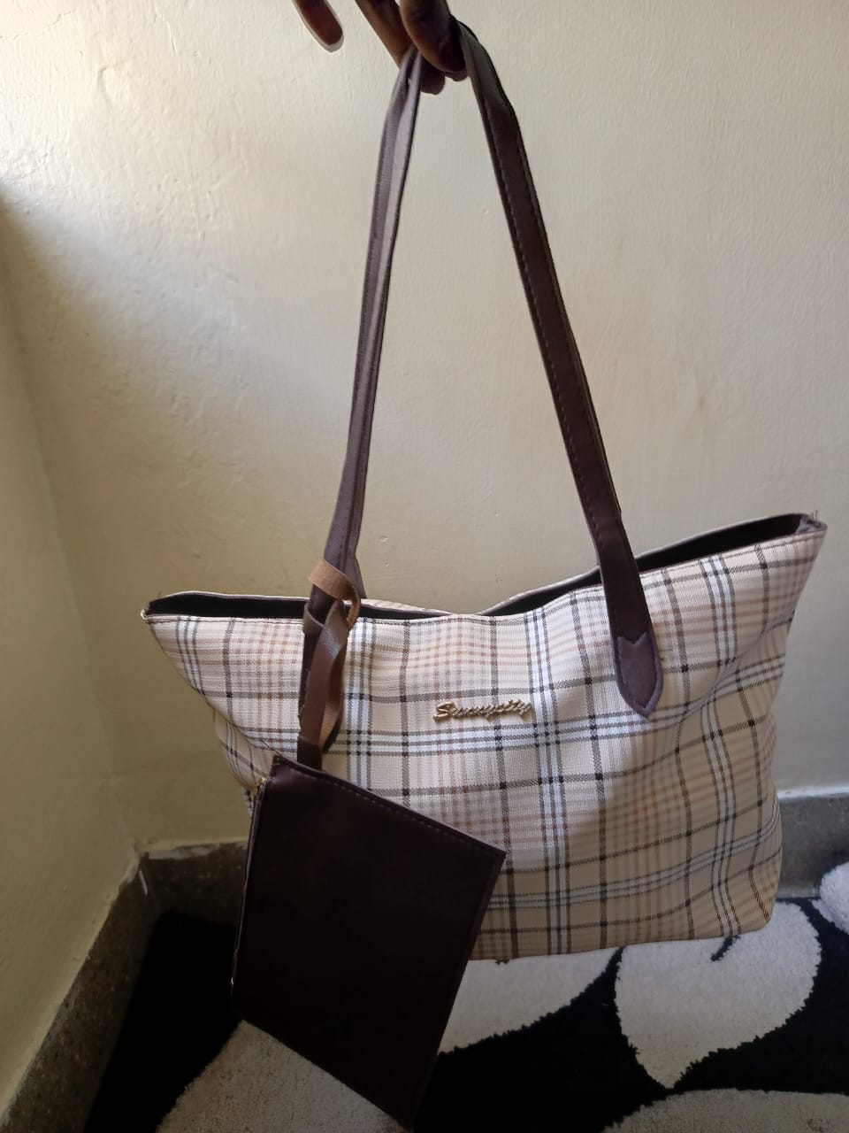 Fashionable Plaid Print Tote Bag