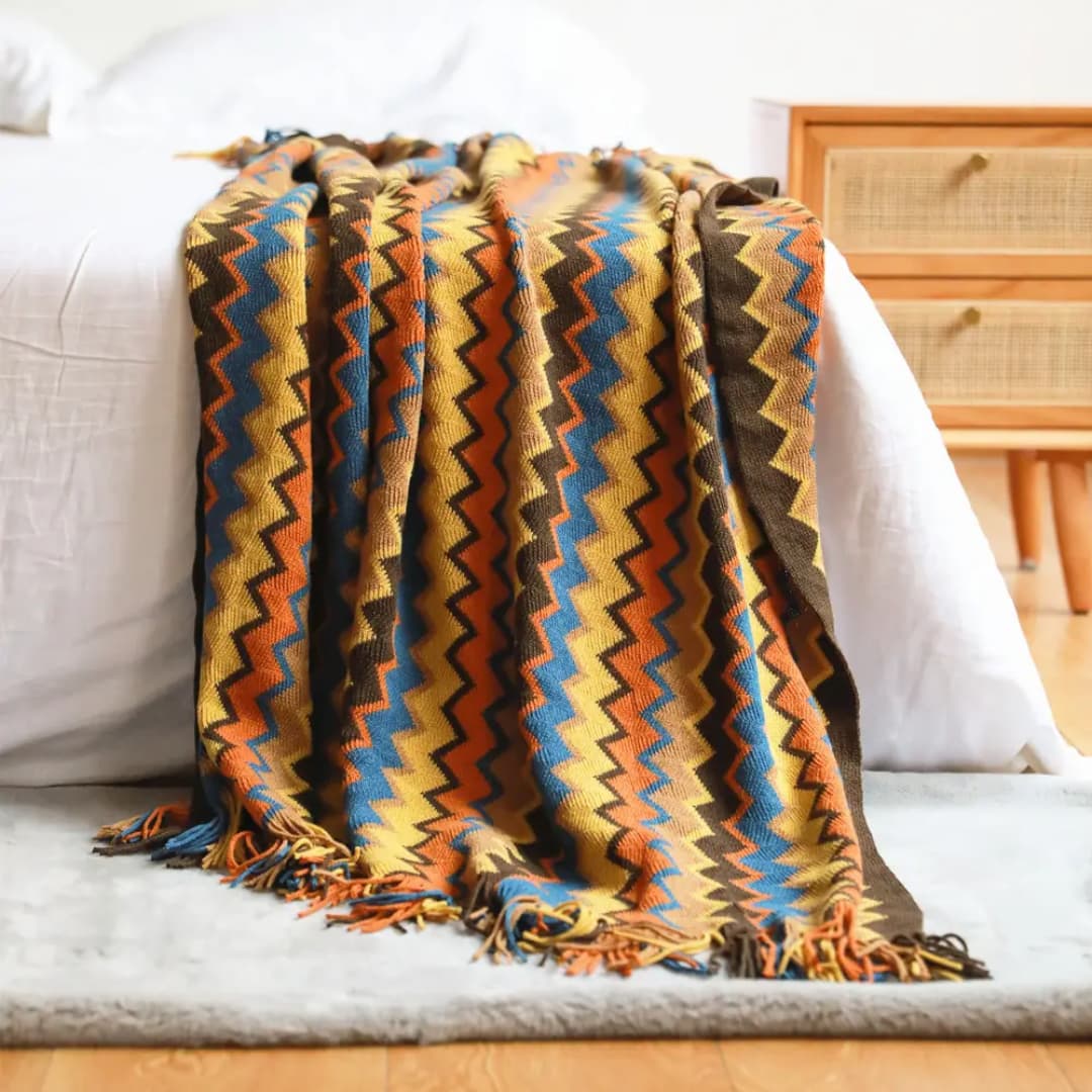 Boho Knit Throw Blankets With Tassel