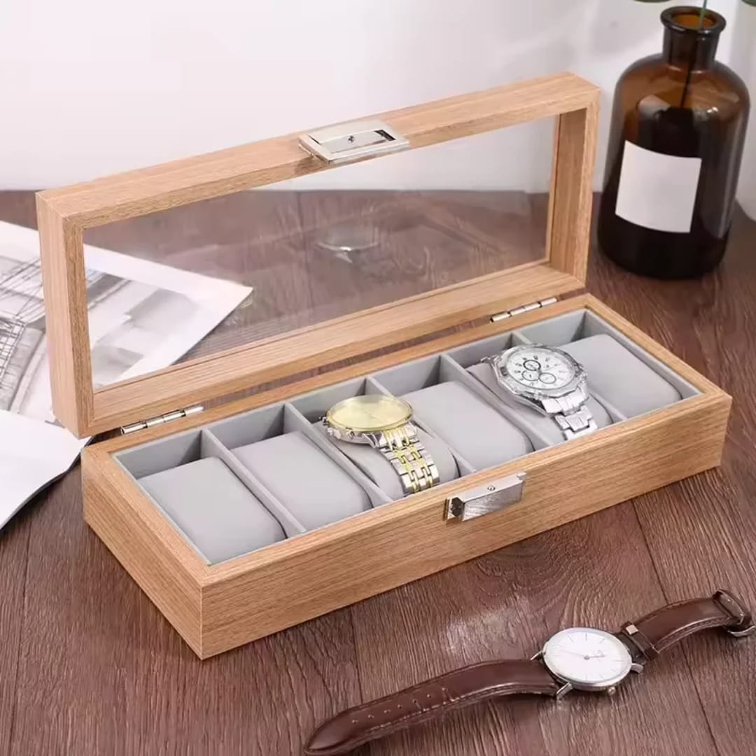 6pcs Wooden Watch Organizer