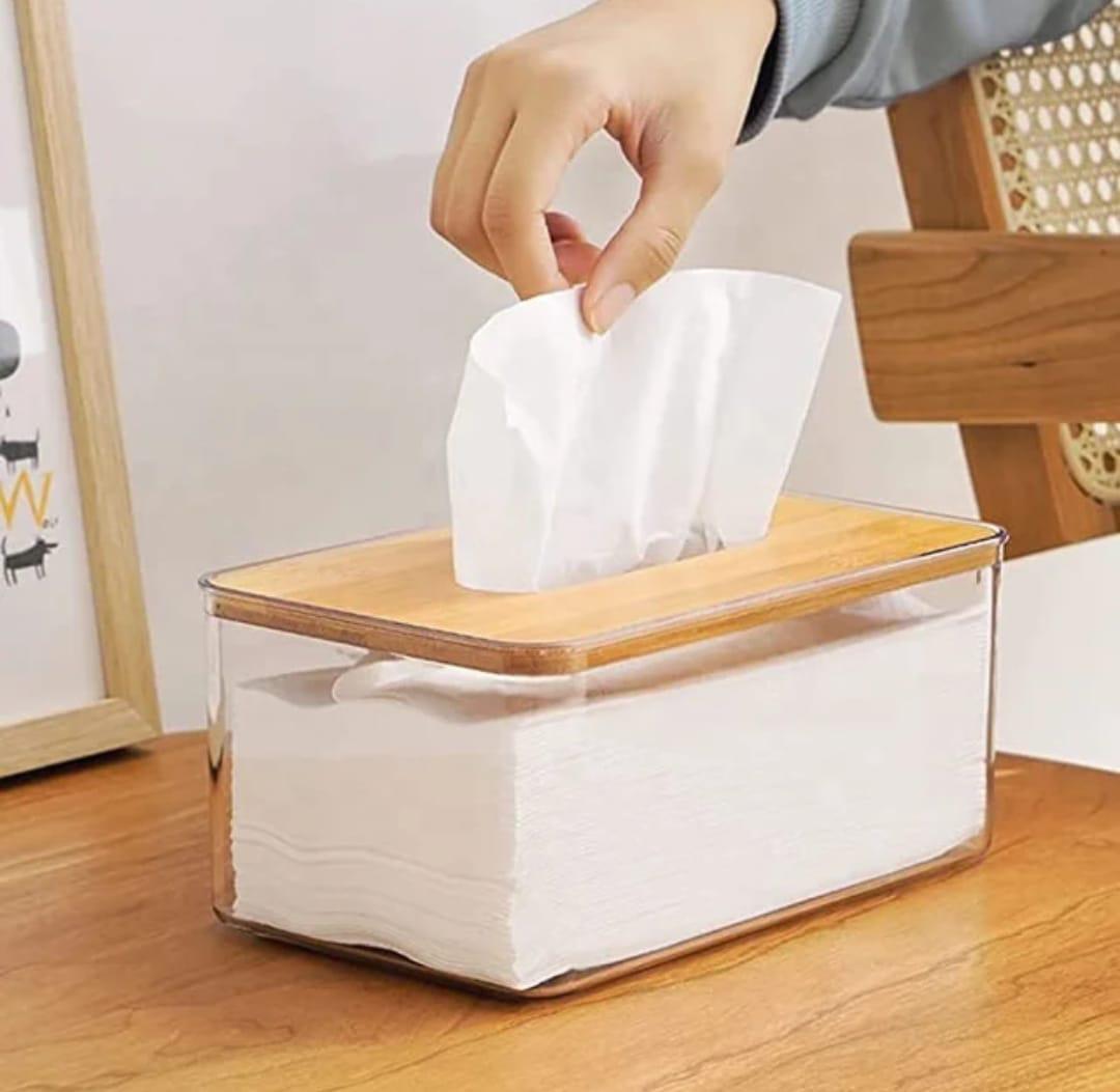Nordic minimalist tissue box/serviette holder with bamboo lid
