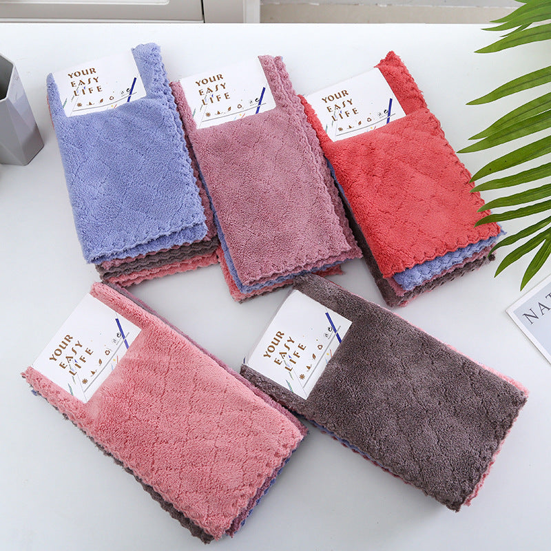 5Pcs Set Coral Fleece Dishcloth Hand Towel