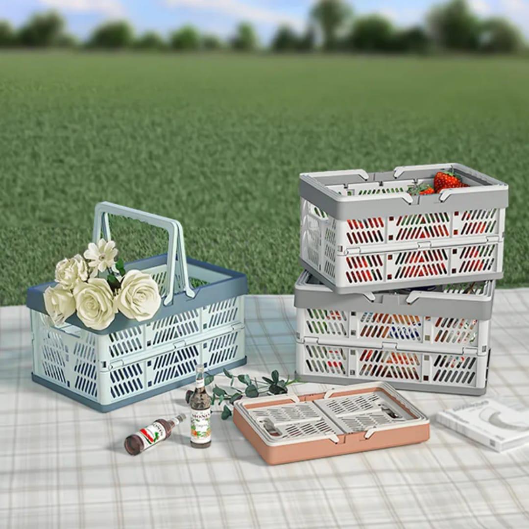 Large foldable/Collapsible multifunctional stackable basket with handles