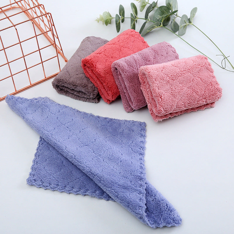 5Pcs Set Coral Fleece Dishcloth Hand Towel