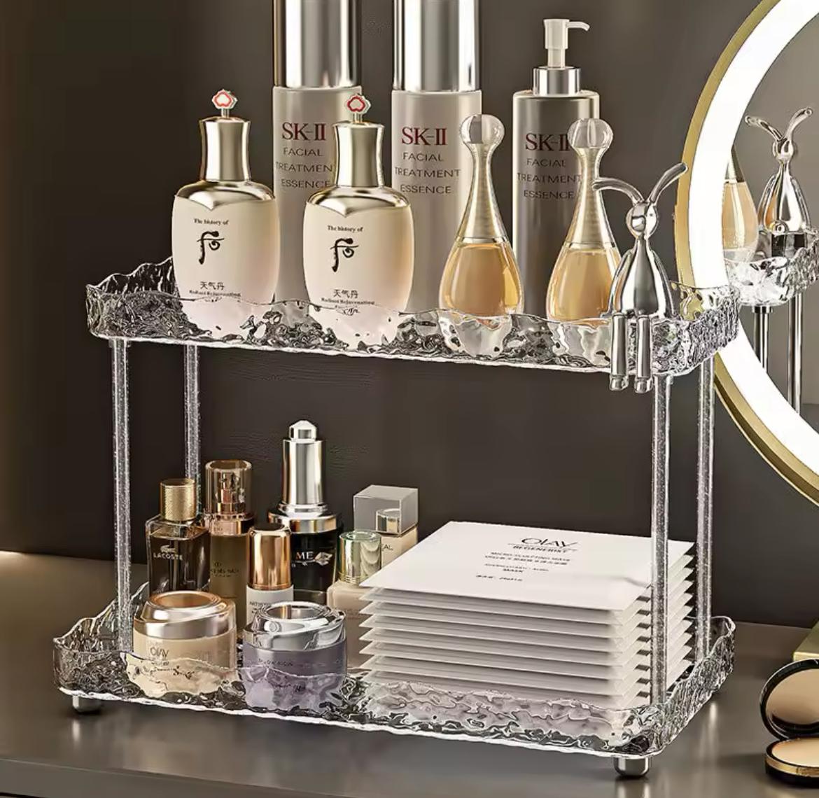2 tier crystal-like makeup organizer