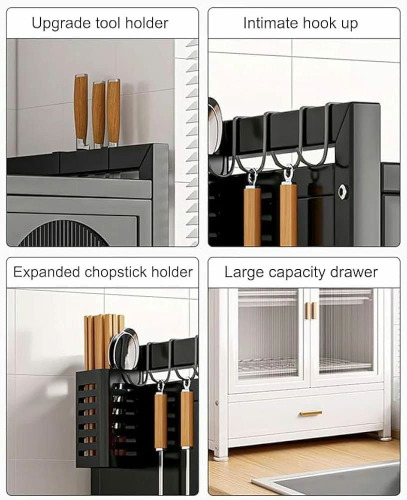 Minimalist Kitchen Countertop Dish Rack with Drawers