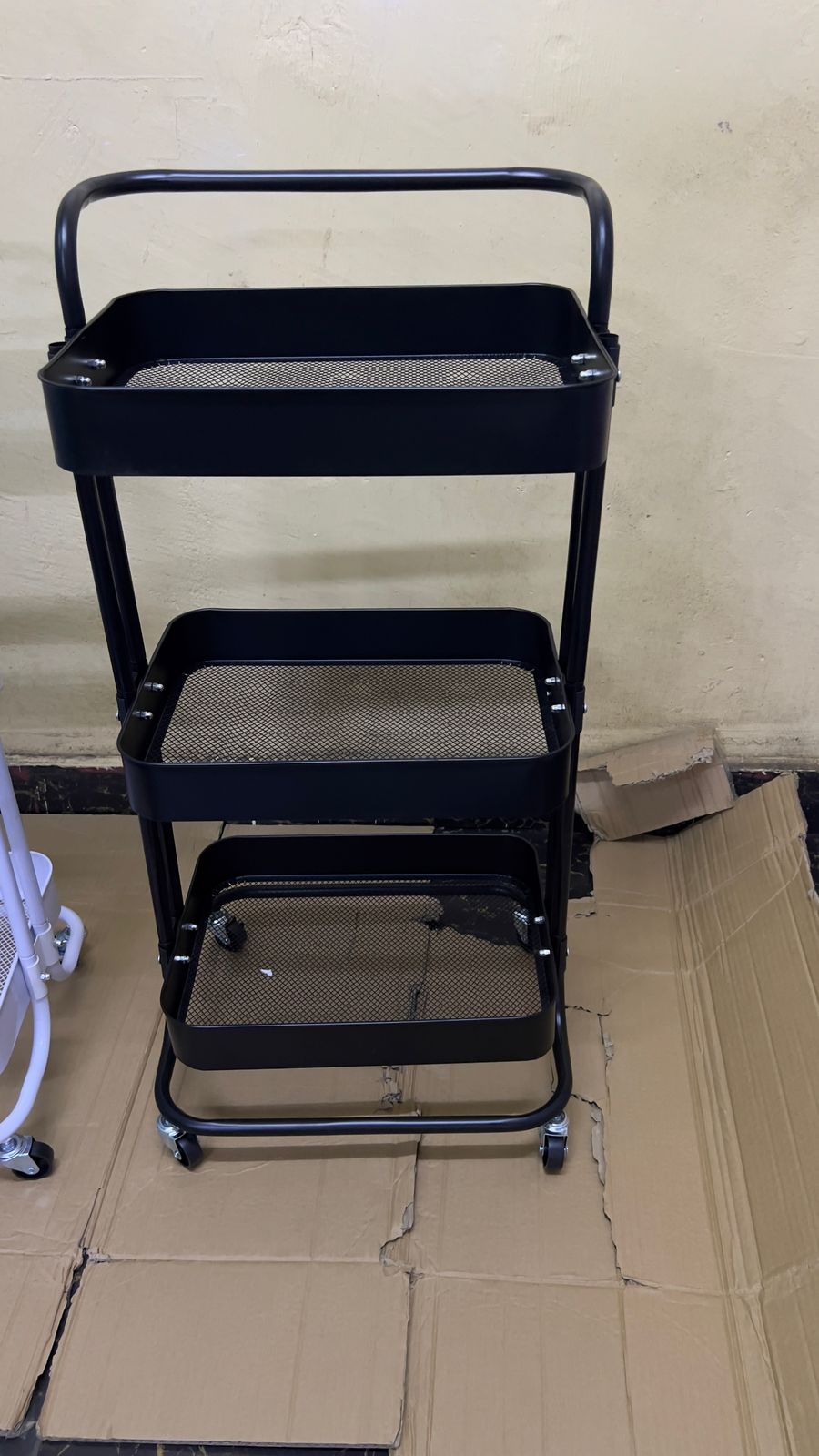 3 Tier multi-functional movable trolley storage rack with lockable wheels