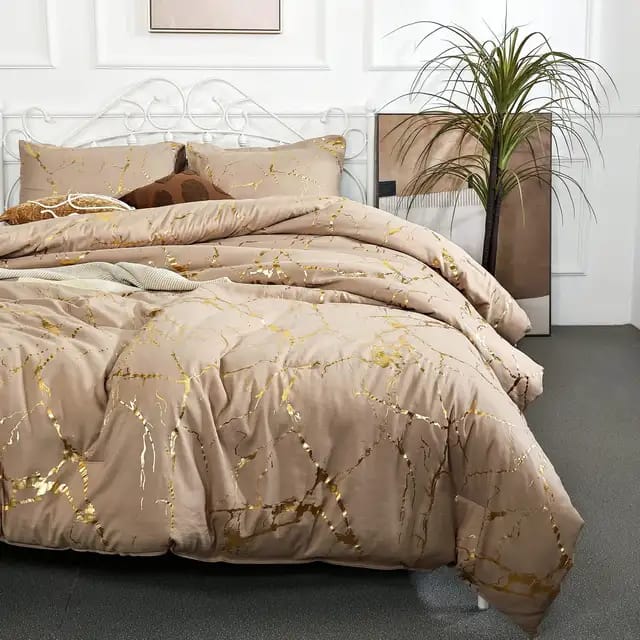 Luxury Gold Marble Texture Foil Style Duvet Cover Set